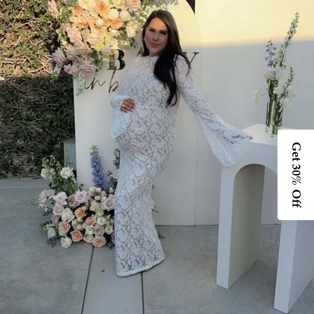 Anyuta Couture white lace maternity dress